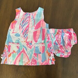 Lilly Pulitzer Colorful Kids Dress and Diaper Cover Set